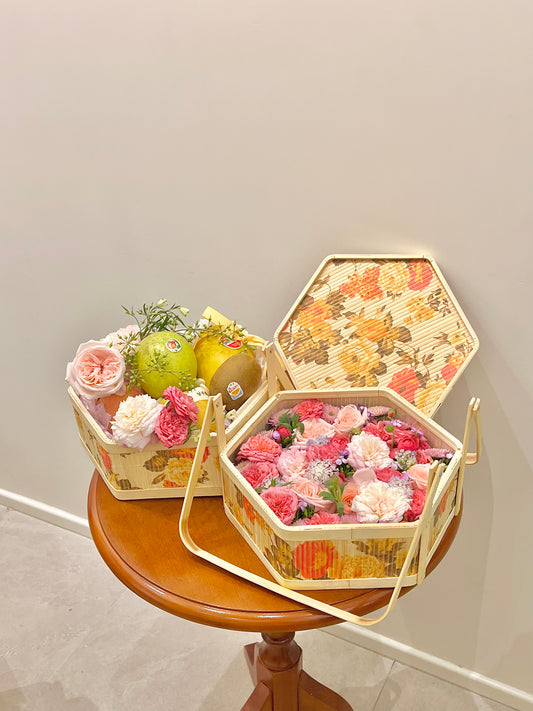 Fresh fruit & flower basket