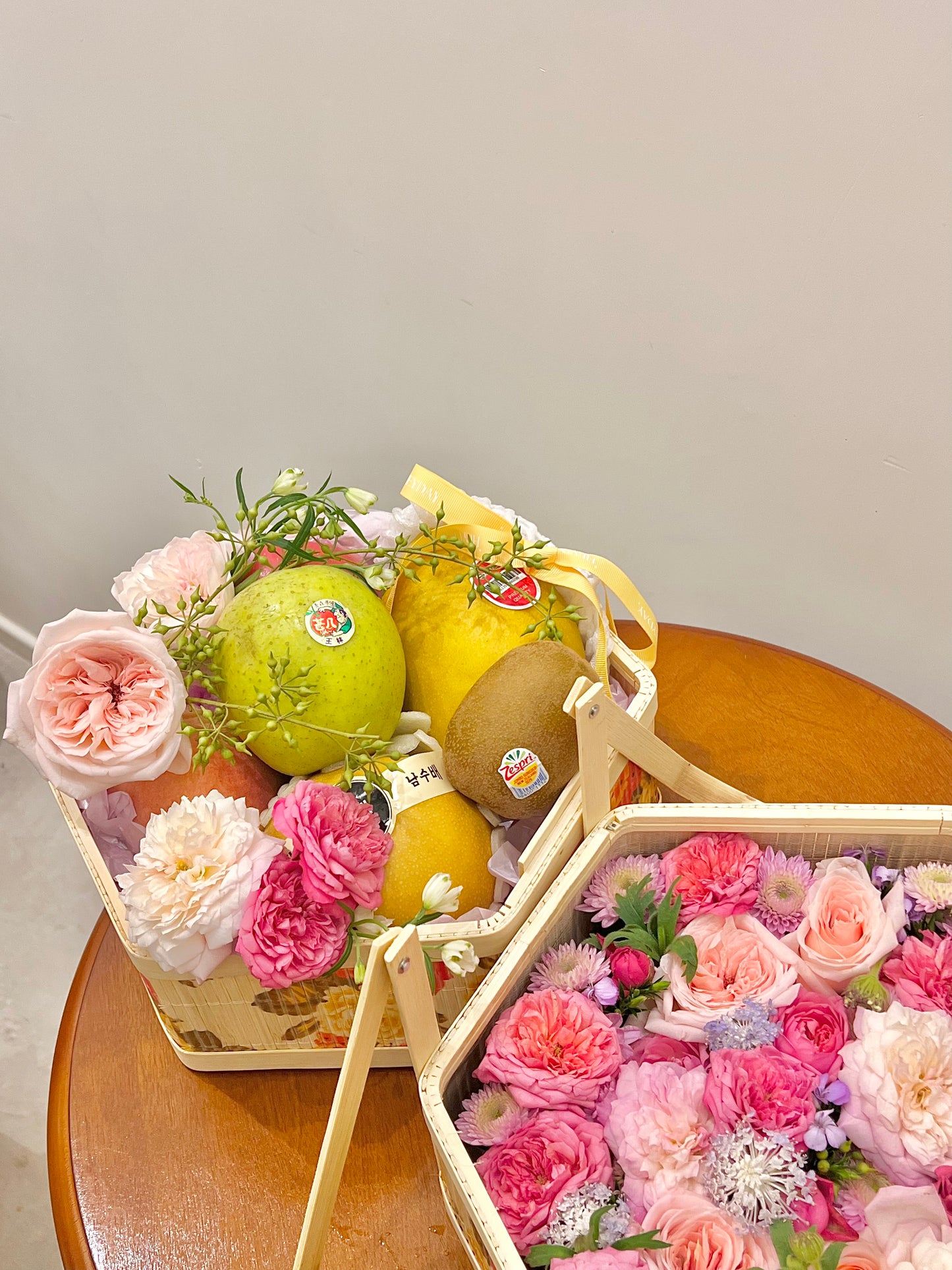 Fresh fruit & flower basket