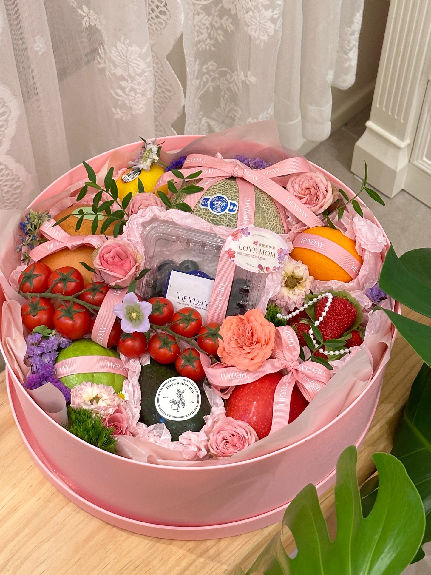 Fresh fruit & flower basket #3