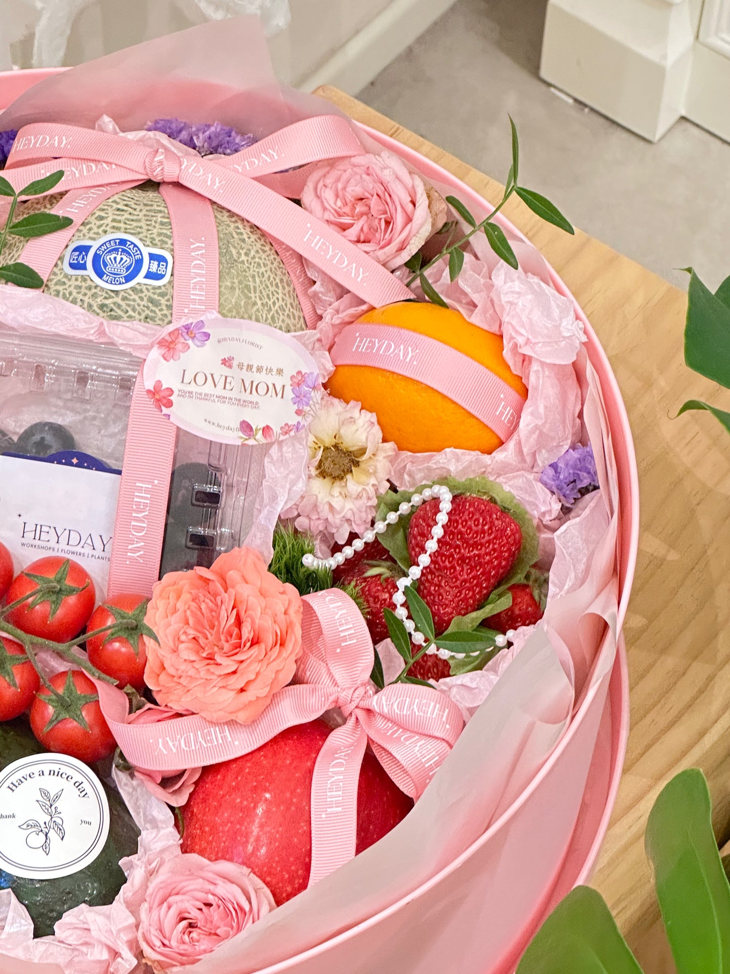 Fresh fruit & flower basket #3