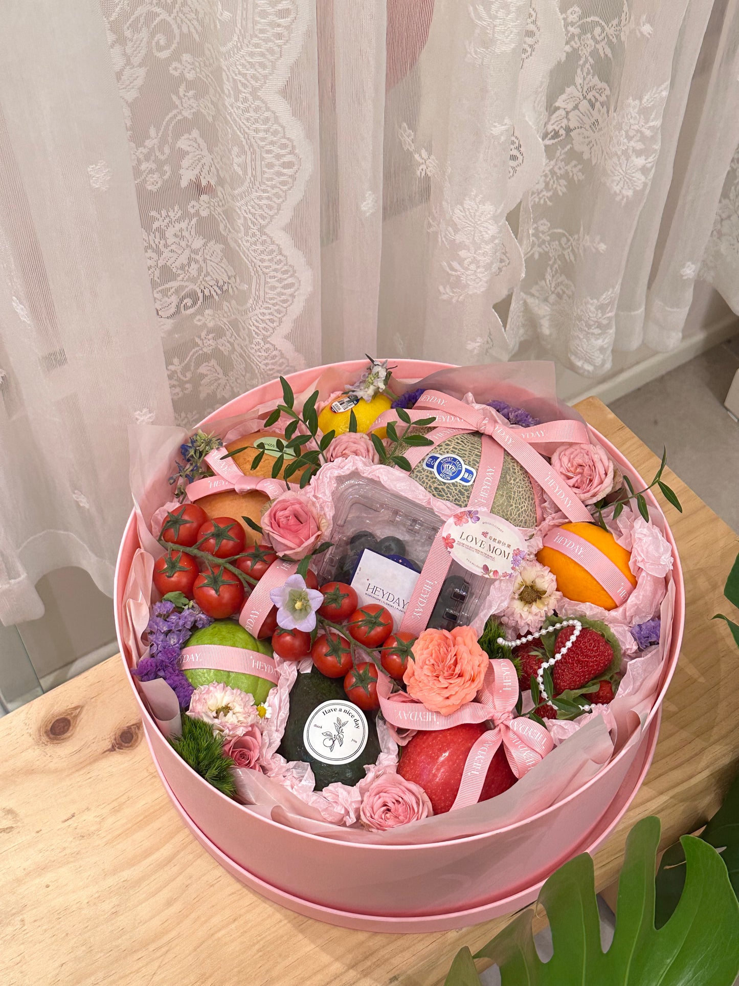 Fresh fruit & flower basket #3