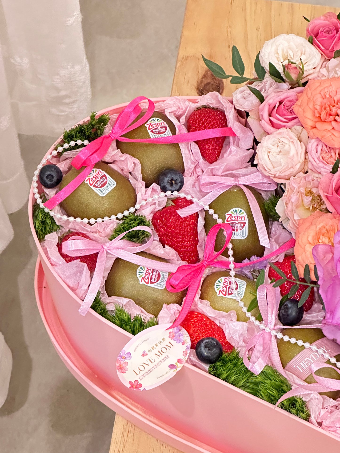Fresh fruit & flower basket #6